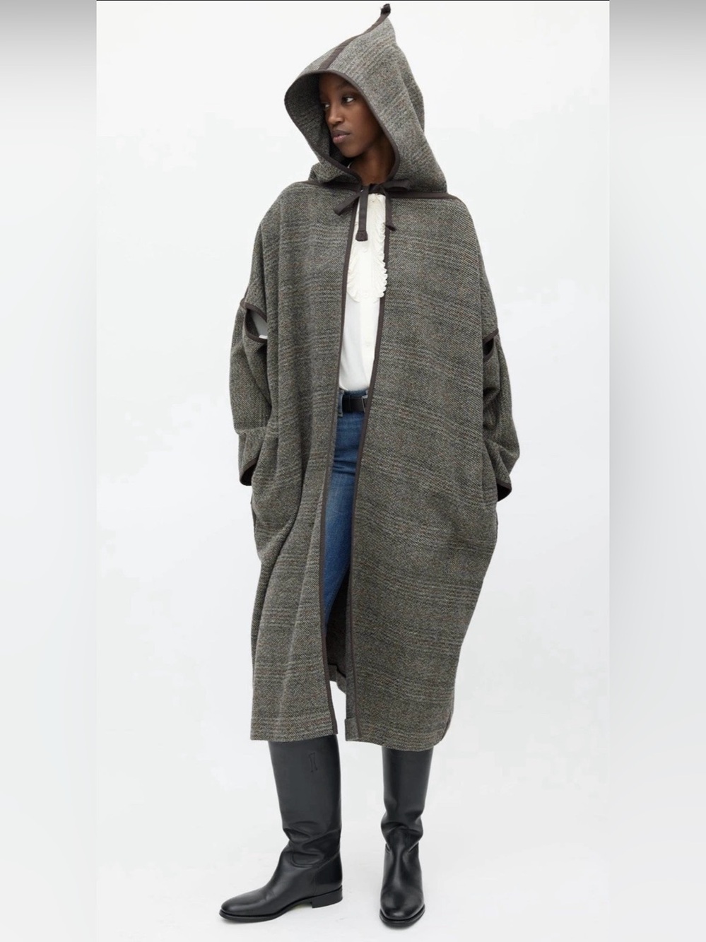 RARE Celine by Hedi Slimane AW19 Archive Runway Checkered  Long Cape Coat